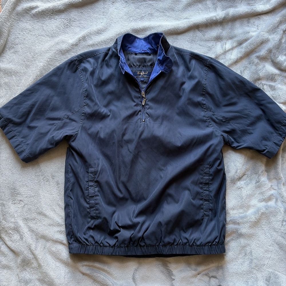 Bobby Jones Player Golf Windbreaker Pullover 1/4 Zip Mock Neck Jacket Navy-Large